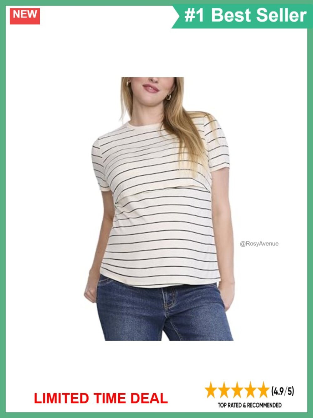 Nursing Tee Short Sleeve Crew Neck Lightweight Lift-Up Breastfeeding Maternity